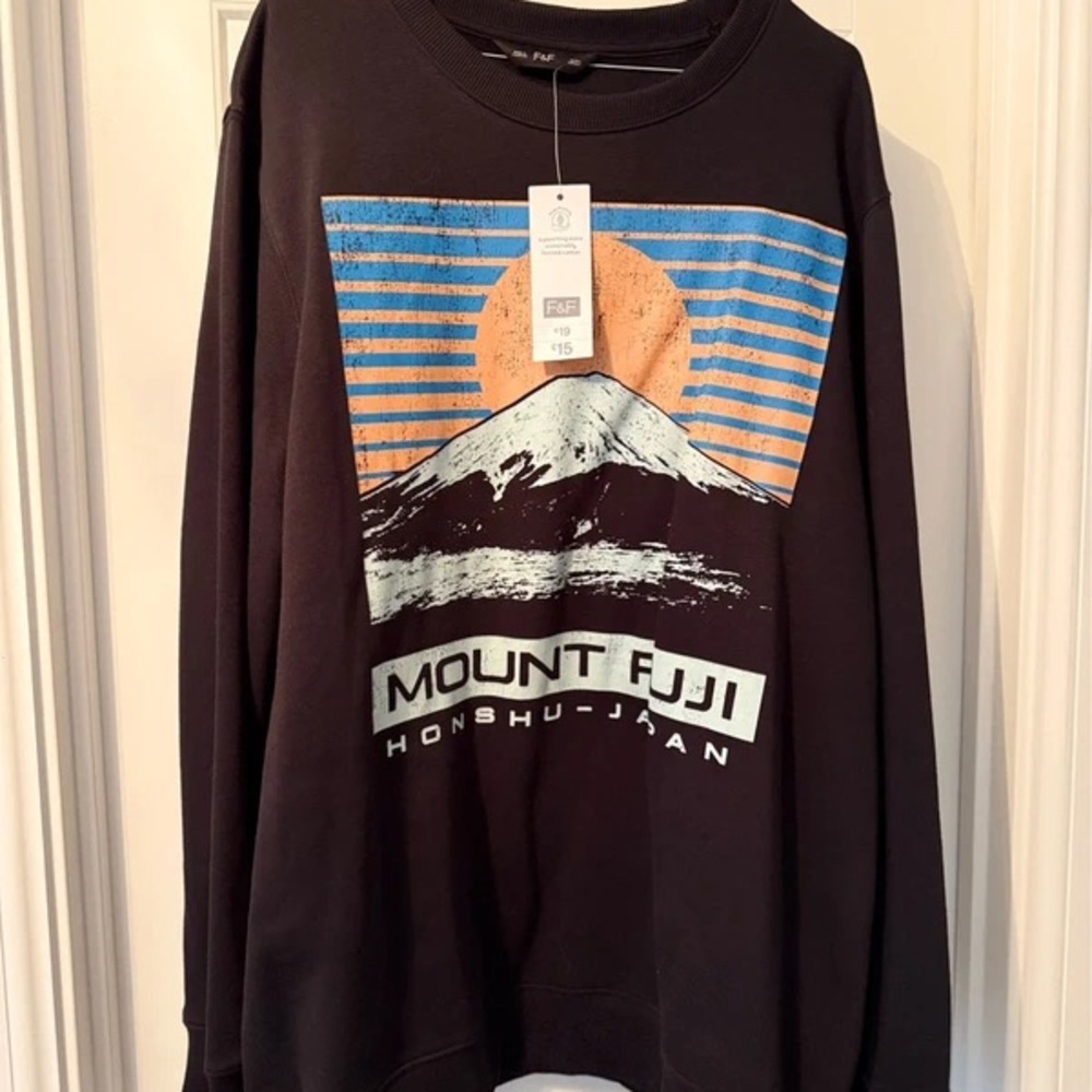 F&F Black Sweatshirt with Blue and Orange Graphic